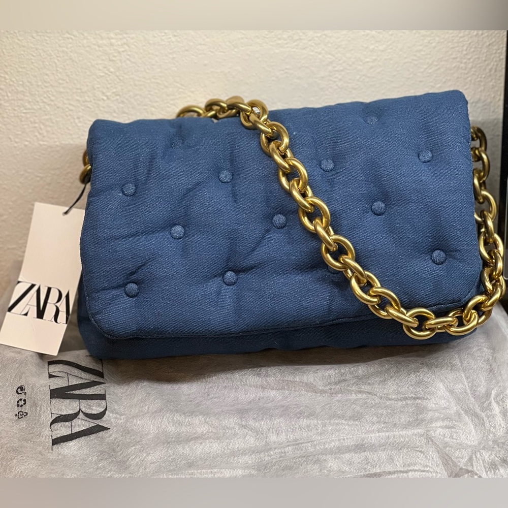 ZARA Bag Quilted Denim Purse